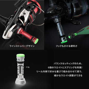 リールスタンド　R4　フック付き 先端蓄光　48mm　セフィア　エメラルダス